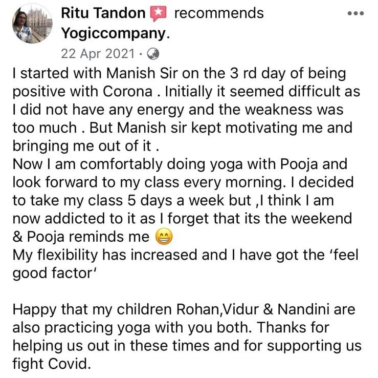 Ritu Tandon testimonial